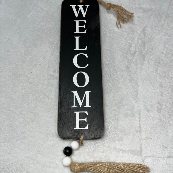Vertical Welcome Word Sign for Porch Front Door Entryway Rustic Wooden Plaque - Picture 1 of 5